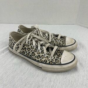Converse All Star Chuck Taylor Low Top Animal Print Cheetah Lace Up Youth Size 2
